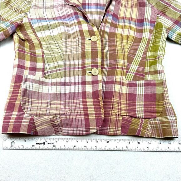 Pendleton‎ %100 Linen Pink Plaid Blazer Women’s S - Picture 6 of 11